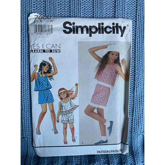 Simplicity 7300 Sewing pattern girls tank top shorts 1990s size 7-14 - Picture 1 of 5